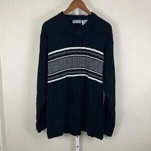 Deadstock Vintage NWT 90s Crushed Velvet Stripe Pullover Sweater Mens XL